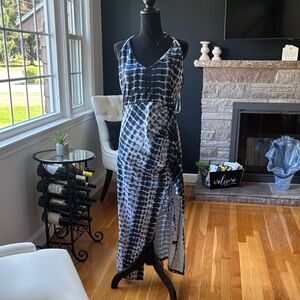 Blue and White Tie-Dye Maxi Dress